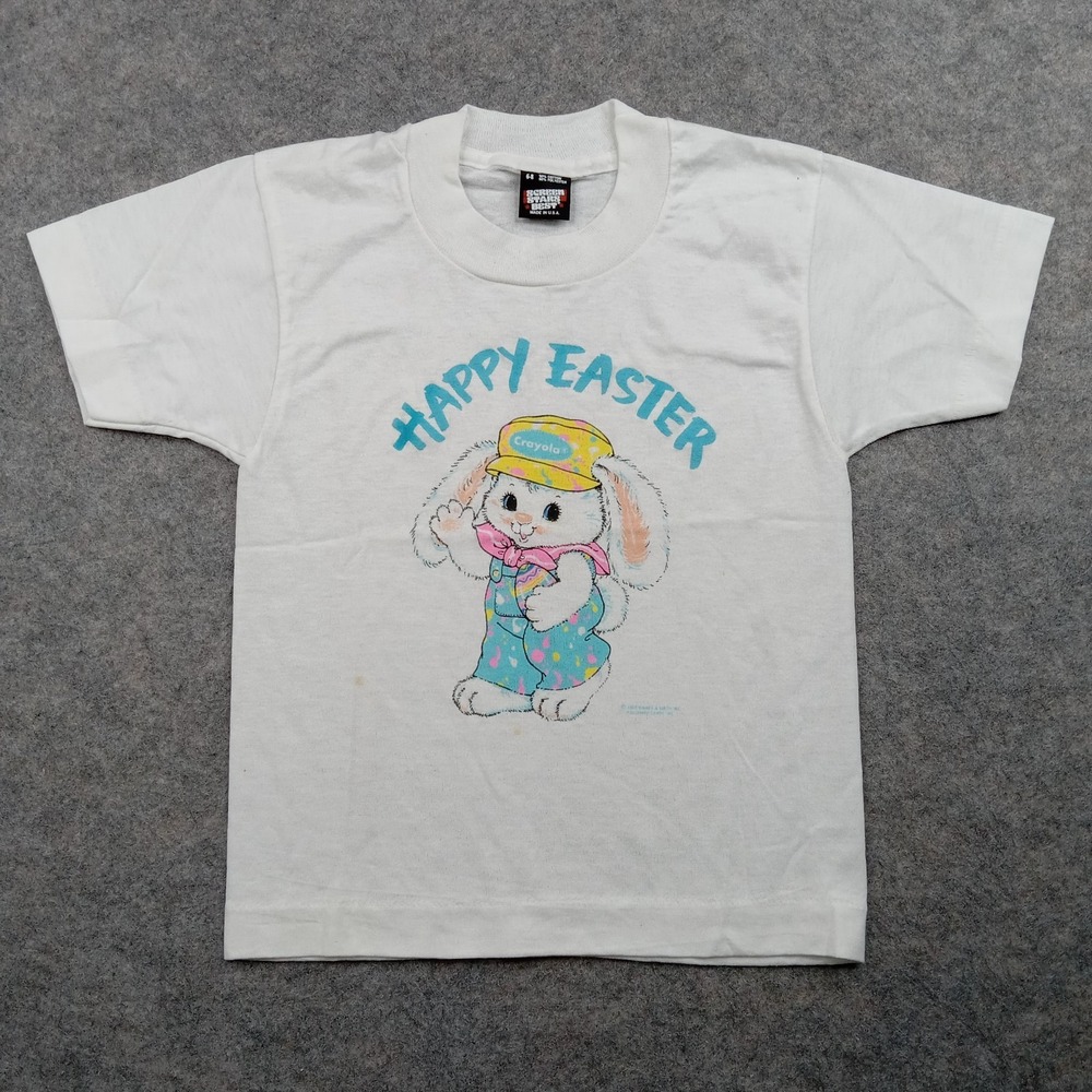 Vintage Crayola Shirt Tee Youth 6-8 Easter Bunny Graphic Made USA 90s Kids 2